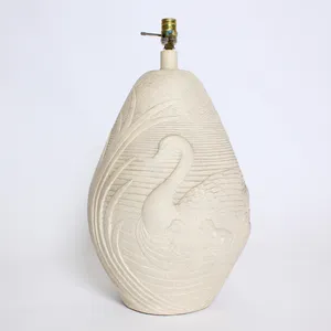 Beige Plaster Swan Lamp 