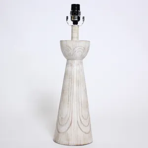 White Wooden Lamp w/ Carving Design