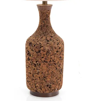 Vintage Cork & Teak Lamp