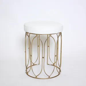 White Stool, Gold Metal Base