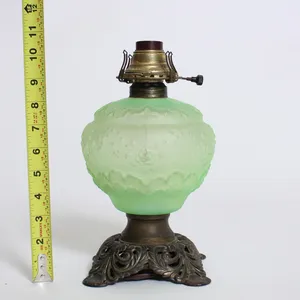 Green Glass Lamp w/ Metal Base