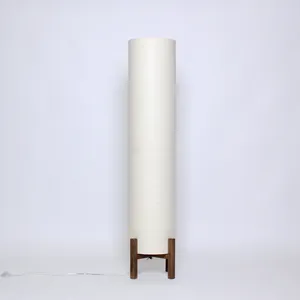 Cream Fabric Cylinder Floor Lamp - Modern