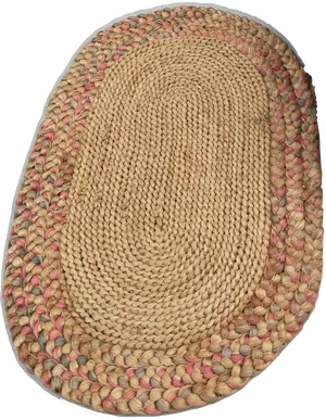 Vintage Natural Jute woven place mat, pink details