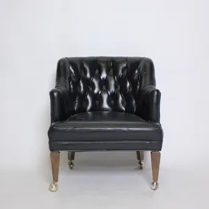 Black Leather Lounge Chair 