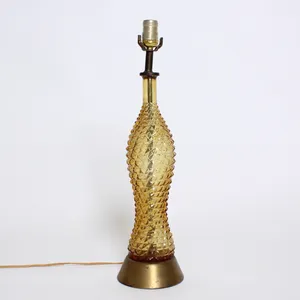 Yellow Transparent Glass Lamp w/ Gold Base