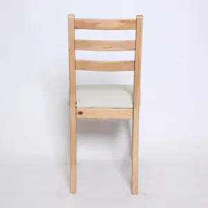 Natural Wood Chair, Beige Seat