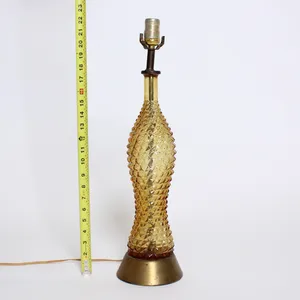 Yellow Transparent Glass Lamp w/ Gold Base