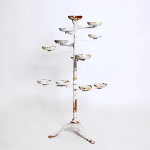 White Rusted Iron Plant Stand