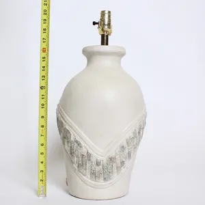 Off-White Ceramic Lamp w/ Design 