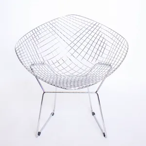 Chrome Metal Diamond Designer Chair - Knoll