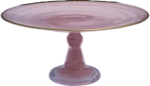Pink Glass Cake Stand with Gold Rim