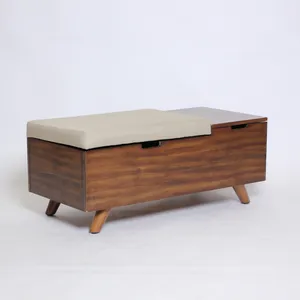 Brown Wood Storage Bench 