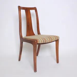 Vintage Wood Chair, Striped multi-color seat 