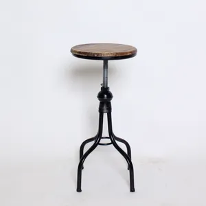 Black Wood and Metal Stool