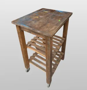 Wood Artist's rolling cart - lived in