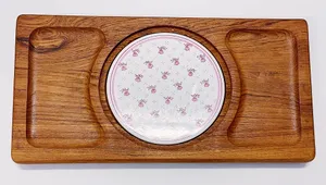 Wood and Ceramic Vintage Cheese Board