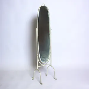 Cream Metal Cheval Mirror