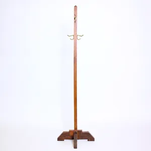 Brown Wood Vintage Coat Rack Stand