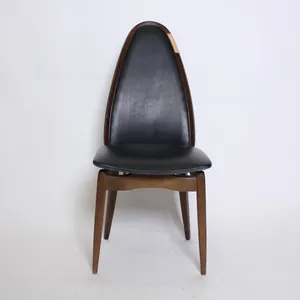 Foldable Black Vinyl Wood Chair, wood frame