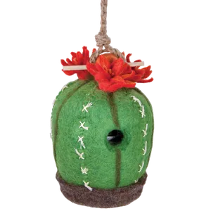Green Felt Barrel Cactus Birdhouse