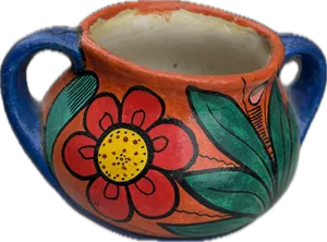 Small hand painted Mexican Talavera pottery - orange, red, green, blue