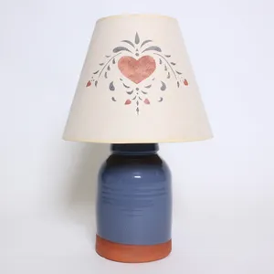 90s Blue Clay Lamp w/ heart design Shade 