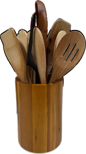 Bamboo Kitchen Utensils and wooden holder
