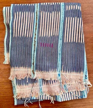 Blue, teal and pink Vintage African Baule Cloth - throw blanket