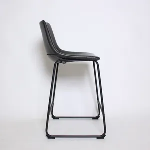 Charcoal Leather Stool