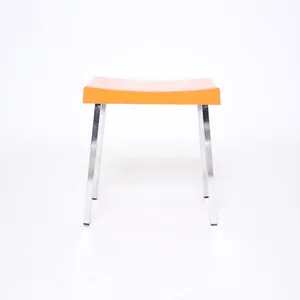 Orange Plastic and Chrome Mid Mod Stool