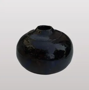 black tiny ceramic vase