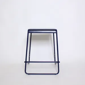 Blue Wood Counter Height Stool, Metal Frame