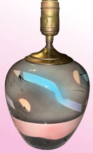 Black/Pink/Teal Vintage 80s-90s New Wave abstract Judith Stiles art pottery table lamp