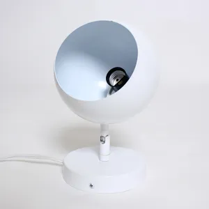 Vintage White Metal Orb Desk Lamp