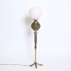 Golden Brass Ostrich Leg Lamp with Globe