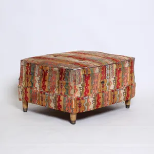 Multi-Colored Fabric Ottoman 
