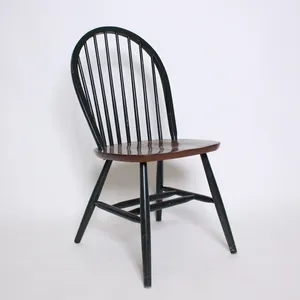 Green Windsor Spindle Back Wood Chair, brown seat