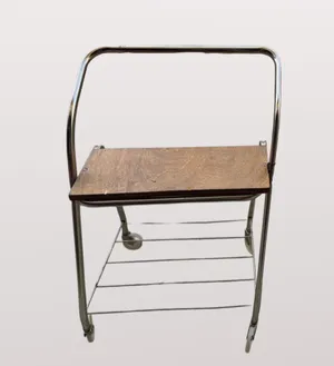 Vintage Metal & wood TV rolling cart 