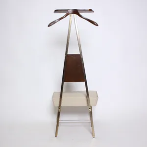 Vintage Mid Century Valet Chair, Beige Seat