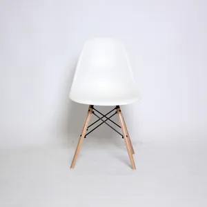 White Plastic Eifel Chair w/ Wood Legs