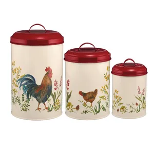 Paula Deen 3 Piece Garden Rooster Canister Set - Vintage, cottage style