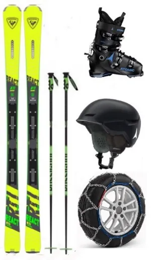 Adult Elite Skis, Boots and Poles with Snow Chains (ASE8)