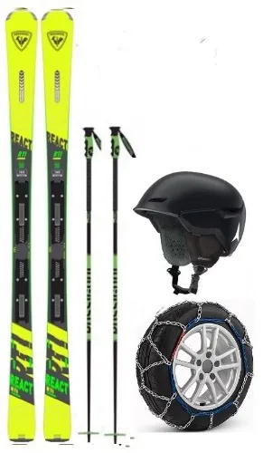 Adult Elite Skis and Poles (NO BOOTS) with Snow Chains (ASE7)