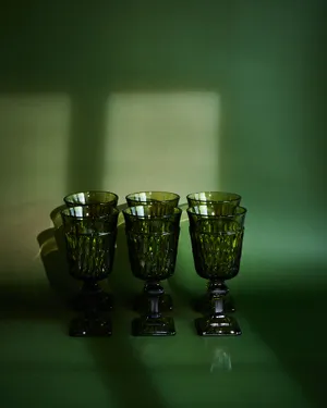 Green Wine Glass With Square Base