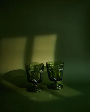 Faceted Green Goblet