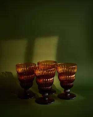 Ribbed Amber Goblet