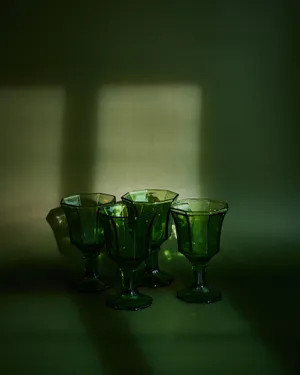 Faceted Green Wine Glass