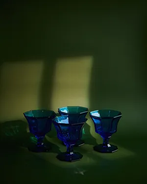 Faceted Blue Sherbet Coupe