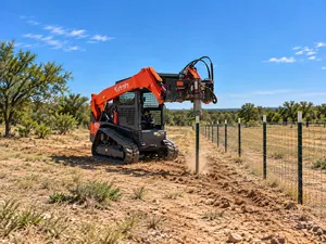  Kubota 75 HP skid steer/bobcat with post driver (Open Cab)