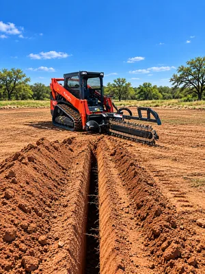  Kubota 75 HP skid steer/bobcat with 60 in trencher (Open Cab)